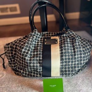 Kate Spade New York, Classic Noel, Stevie Stripe Satchel Diaper Bag, Black/White